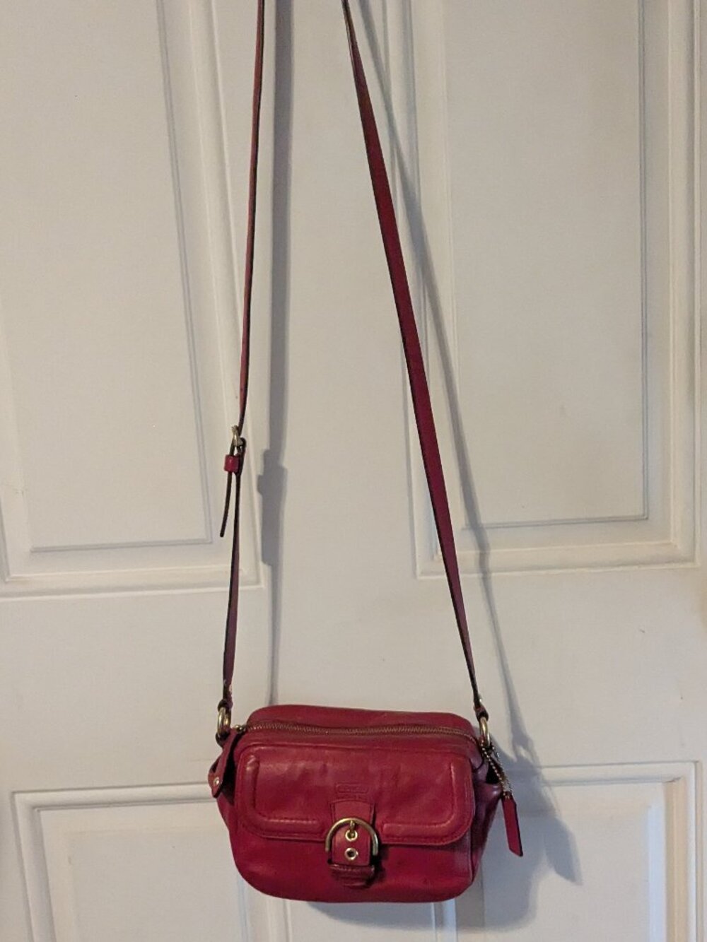 Vintage COACH "Campbell" Crossbody Red Leather Handbag Purse